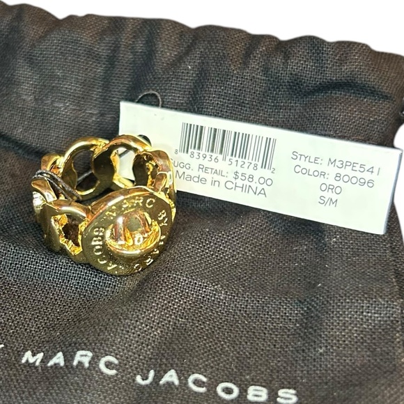 NWT Marc by Marc Jacobs Turnlock Gold Tone Link Ring size S/M - Picture 2 of 3